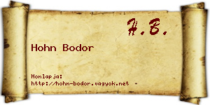 Hohn Bodor névjegykártya